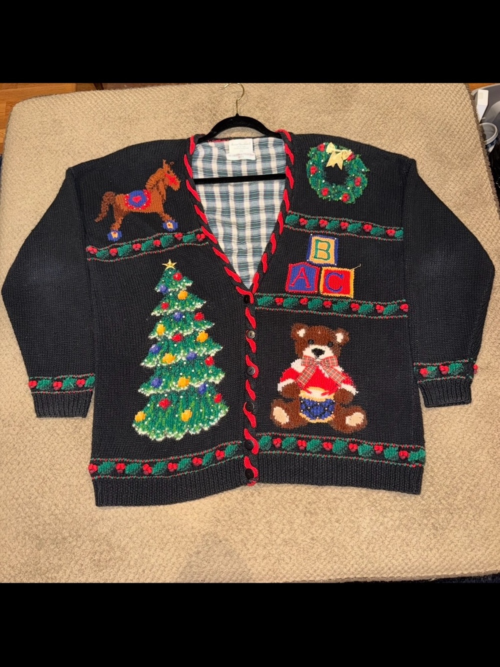 Vintage 1993 Marisa Christina II Black Women’s Ugly Christmas Knit Cardigan - 2X